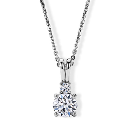Luxuriant - SGL Certified Lab Grown Diamond (SI-G-H) Two Stone Pendant with Chain (Size 20) in Rhodium Overlay Sterling Silver 1.15 Ct. 4501786 1