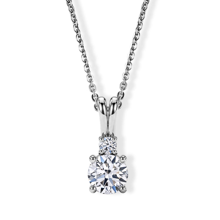 Luxuriant - SGL Certified Lab Grown Diamond (SI-G-H) Two Stone Pendant with Chain (Size 20) in Rhodium Overlay Sterling Silver 1.15 Ct. 4501786 1