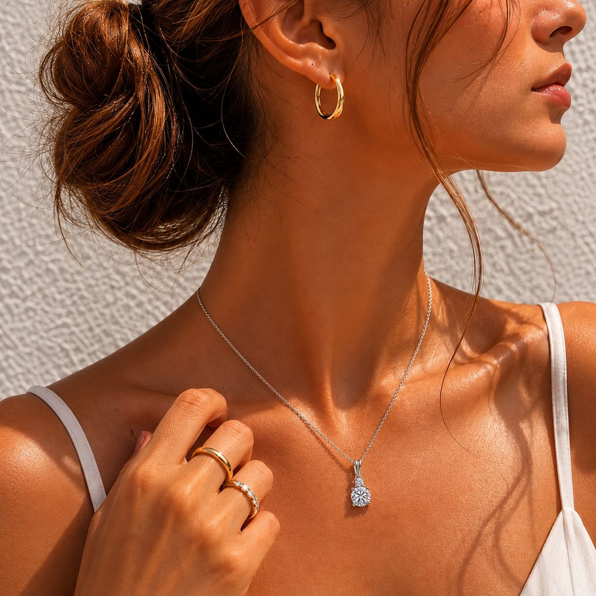 Luxuriant - SGL Certified Lab Grown Diamond (SI-G-H) Two Stone Pendant with Chain (Size 20) in Rhodium Overlay Sterling Silver 1.15 Ct. 4501786 6