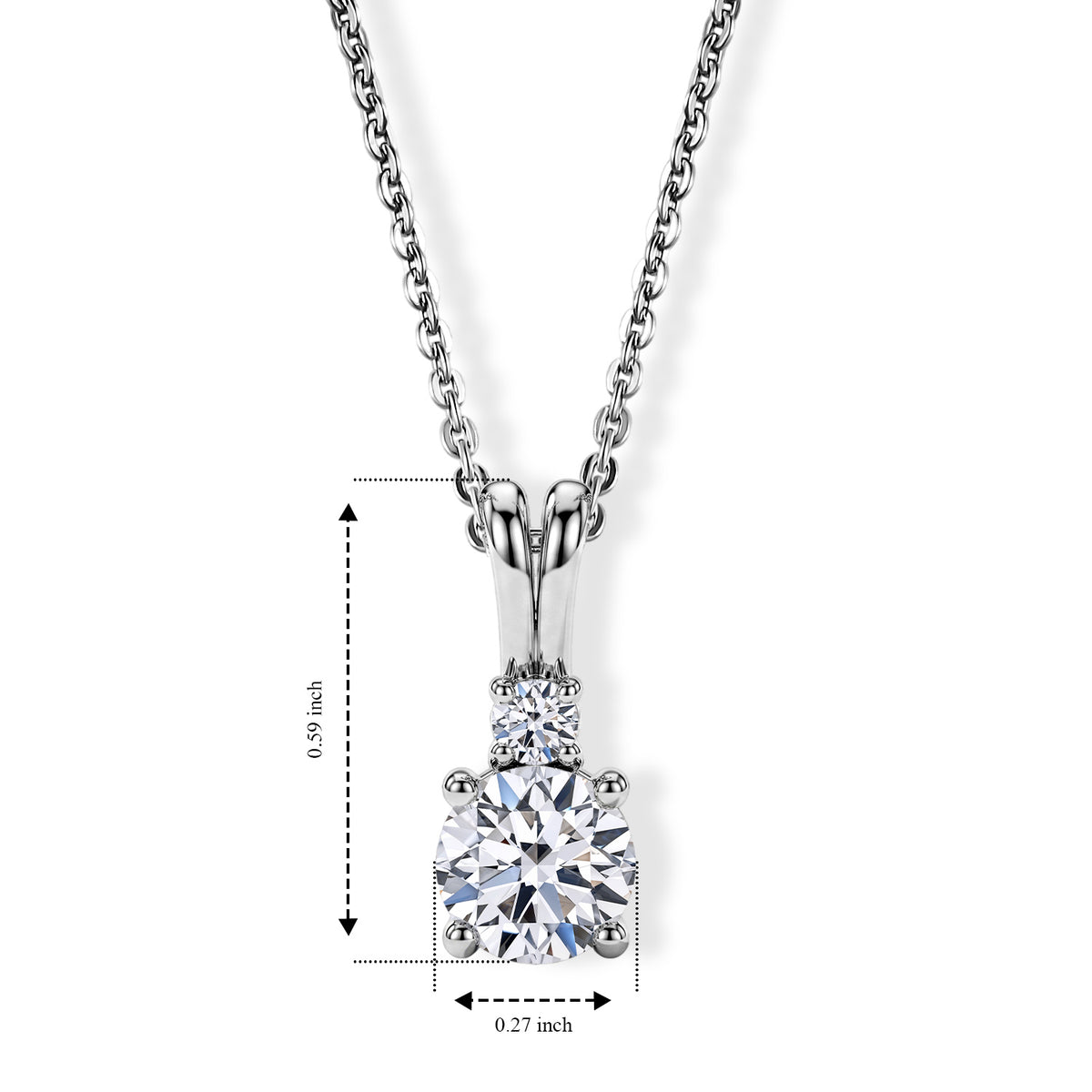 Luxuriant - SGL Certified Lab Grown Diamond (SI-G-H) Two Stone Pendant with Chain (Size 20) in Rhodium Overlay Sterling Silver 1.15 Ct. 4501786 7