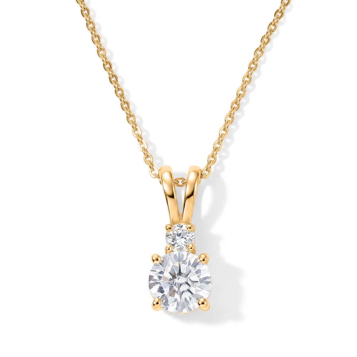 Luxuriant - SGL Certified Lab Grown Diamond (SI-G-H) Two Stone Pendant with Chain (Size 20) in 18K Vermeil Yellow Gold Plated Sterling Silver 1.15 Ct. 4501788 0