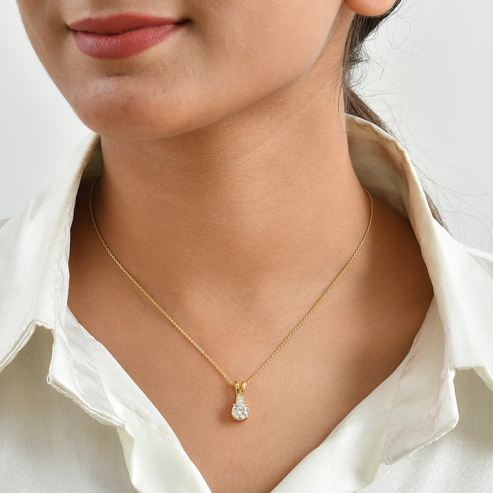 Luxuriant - SGL Certified Lab Grown Diamond (SI-G-H) Two Stone Pendant with Chain (Size 20) in 18K Vermeil Yellow Gold Plated Sterling Silver 1.15 Ct. 4501788 2