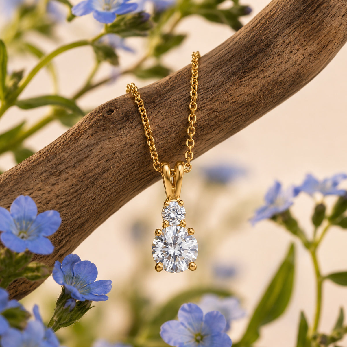 Luxuriant - SGL Certified Lab Grown Diamond (SI-G-H) Two Stone Pendant with Chain (Size 20) in 18K Vermeil Yellow Gold Plated Sterling Silver 1.15 Ct. 4501788 5