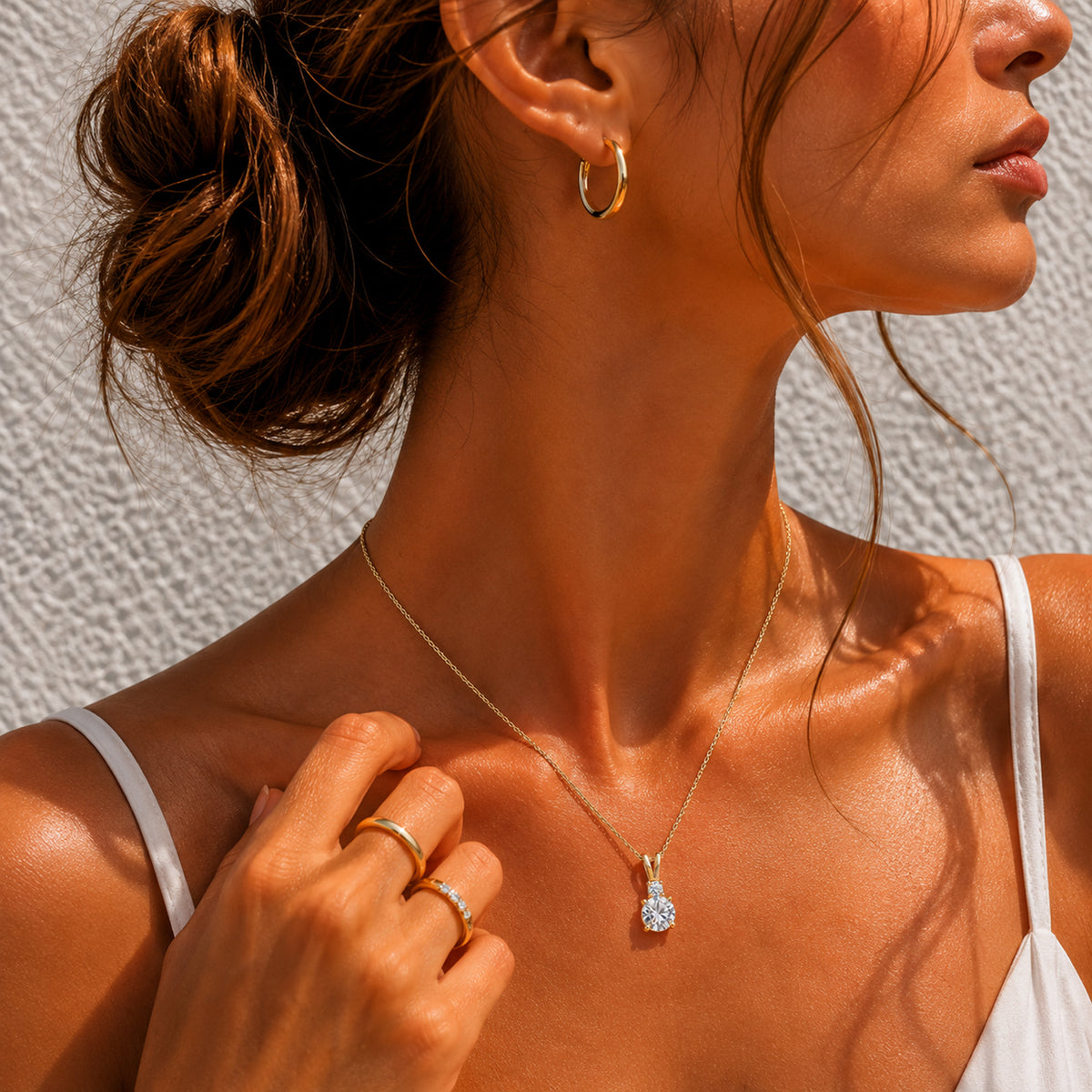 Luxuriant - SGL Certified Lab Grown Diamond (SI-G-H) Two Stone Pendant with Chain (Size 20) in 18K Vermeil Yellow Gold Plated Sterling Silver 1.15 Ct. 4501788 6