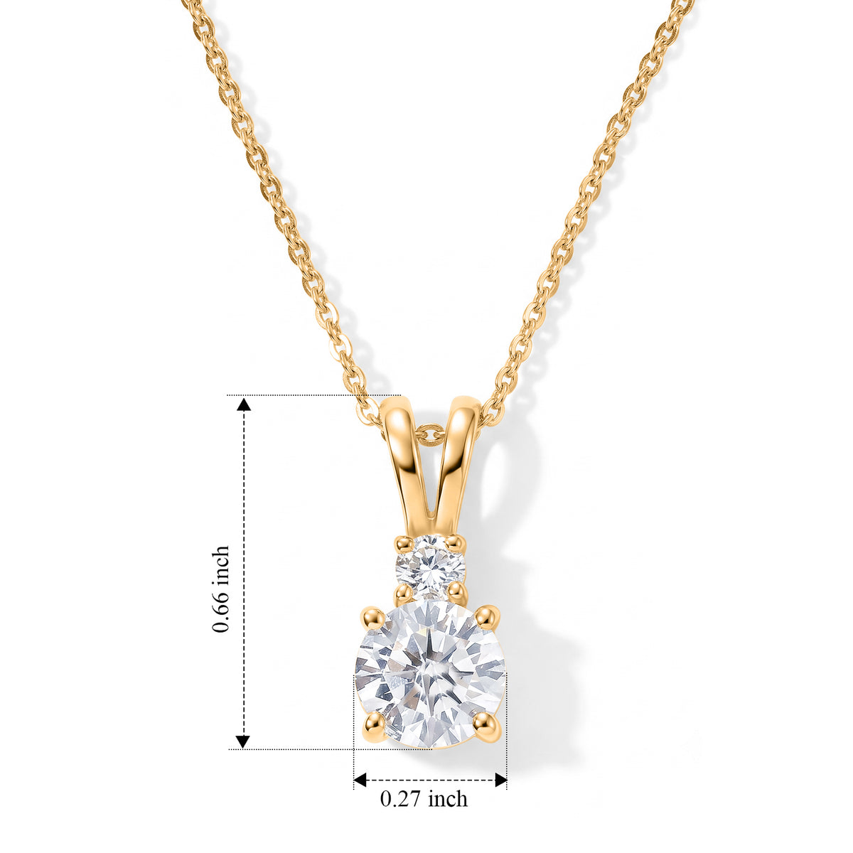 Luxuriant - SGL Certified Lab Grown Diamond (SI-G-H) Two Stone Pendant with Chain (Size 20) in 18K Vermeil Yellow Gold Plated Sterling Silver 1.15 Ct. 4501788 8