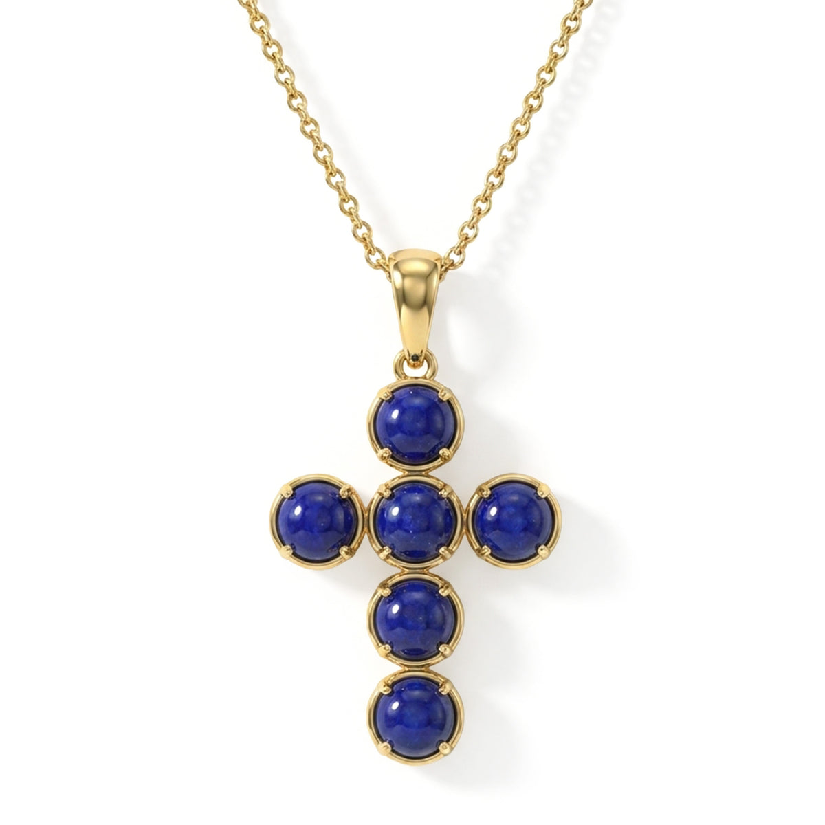 EverTrue - Lapis Lazuli Cross Pendant with Chain (Size 20) in Yellow Gold Tone 4.06 Ct. V32514669 0