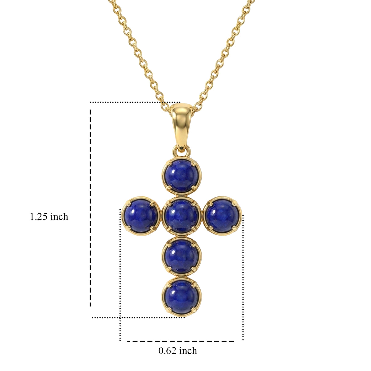 EverTrue - Lapis Lazuli Cross Pendant with Chain (Size 20) in Yellow Gold Tone 4.06 Ct. V32514669 4