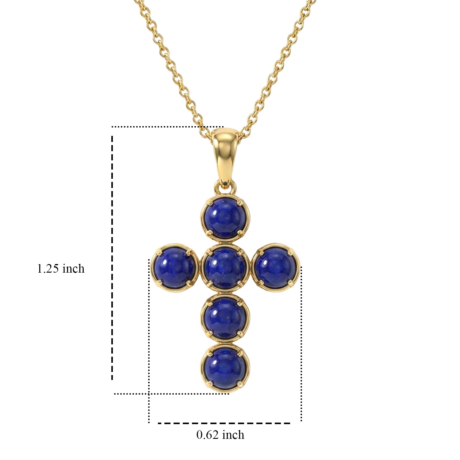 EverTrue - Lapis Lazuli Cross Pendant with Chain (Size 20) in Yellow Gold Tone 4.06 Ct. V32514669 4