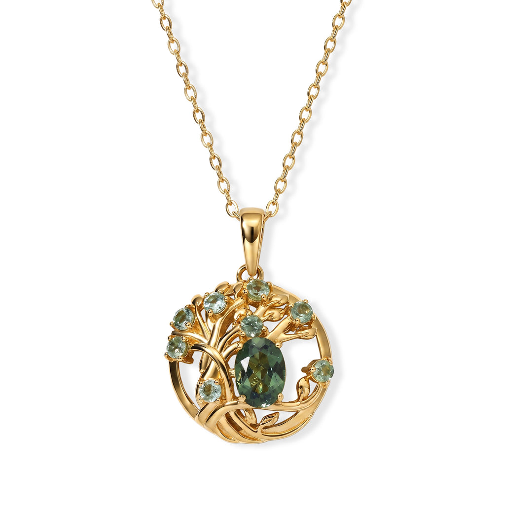 Natural Green Apatite Pendant with Torn Chain 19DC (Size 20) in Yellow Gold Plated Sterling Silver 1.23 Ct._4502484