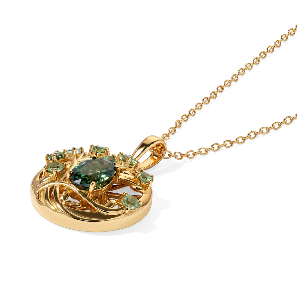 Natural Green Apatite Pendant with Torn Chain 19DC (Size 20) in Yellow Gold Plated Sterling Silver 1.23 Ct._4502484_3