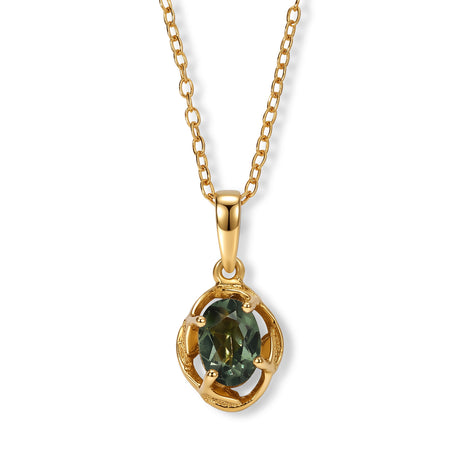 D'Joy - Natural Green Apatite Solitaire Pendant with Chain (Size 20) in Yellow Gold Plated Sterling Silver 4502485 1