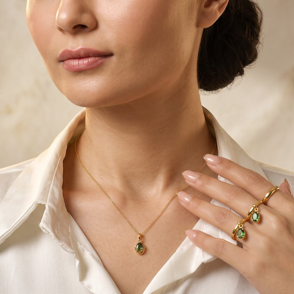 Natural Green Apatite Pendant with Torn Chain 19DC (Size 20)  Sterling Silver  0.750  Ct._4502485_2