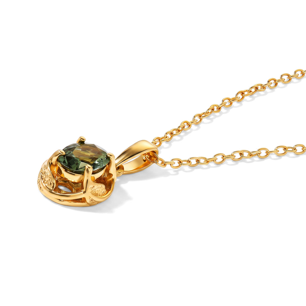 Natural Green Apatite Pendant with Torn Chain 19DC (Size 20)  Sterling Silver  0.750  Ct._4502485_3