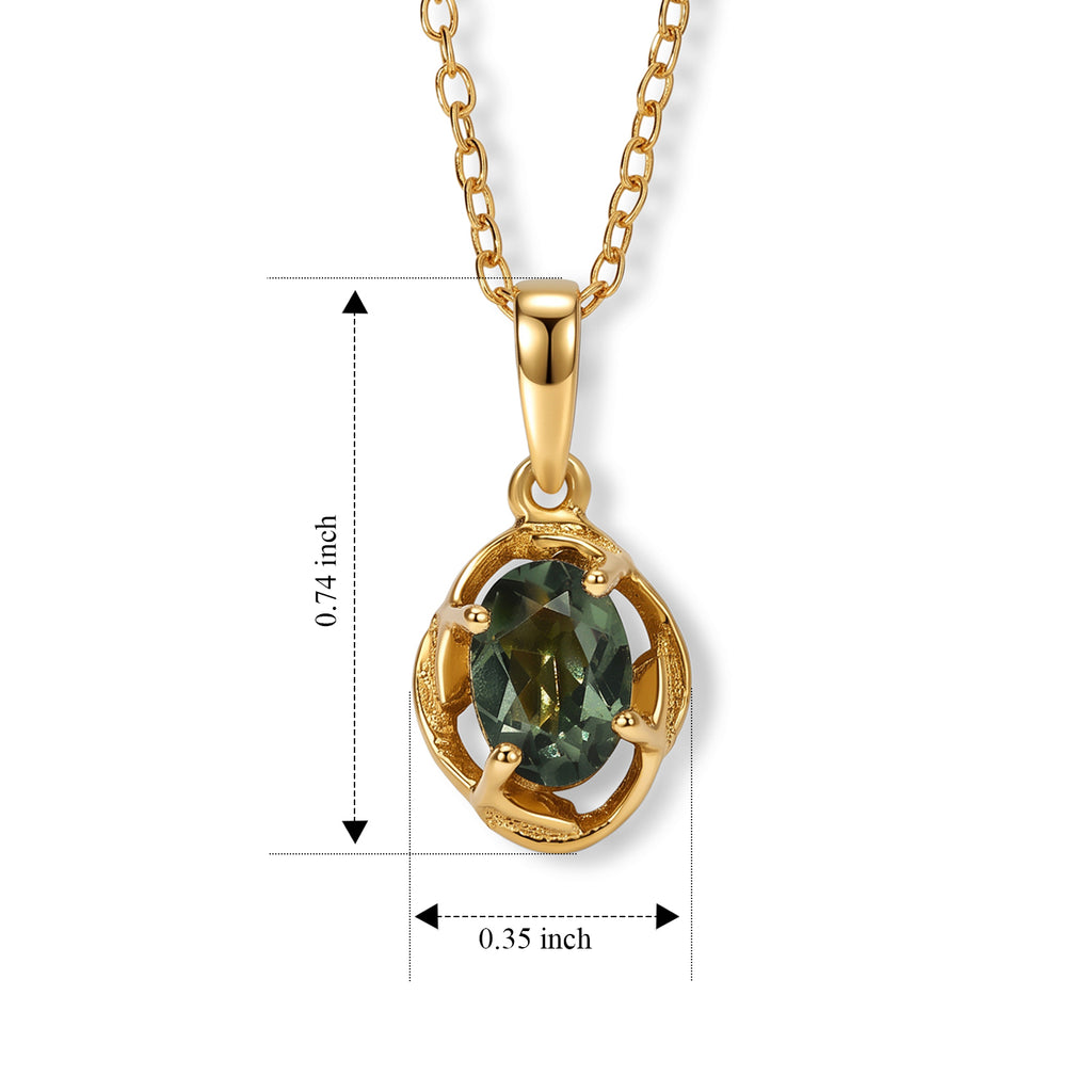 Natural Green Apatite Pendant with Torn Chain 19DC (Size 20)  Sterling Silver  0.750  Ct._4502485_4