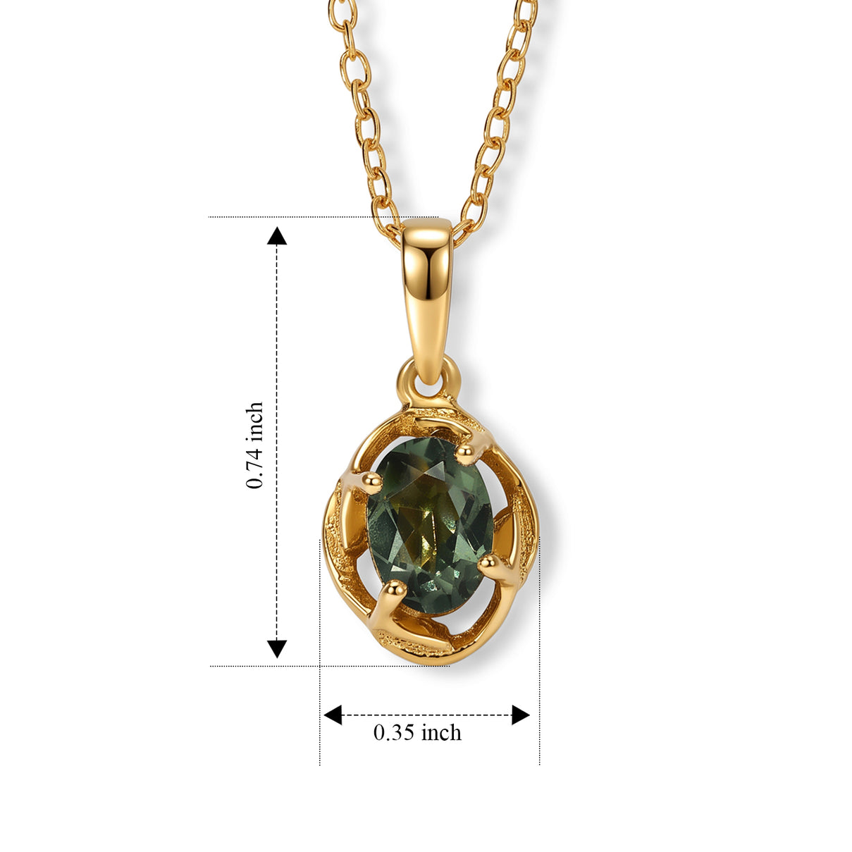 D'Joy - Natural Green Apatite Solitaire Pendant with Chain (Size 20) in Yellow Gold Plated Sterling Silver 4502485 4