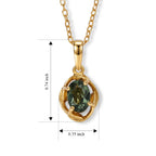 Natural Green Apatite Pendant with Torn Chain 19DC (Size 20)  Sterling Silver  0.750  Ct._4502485_4