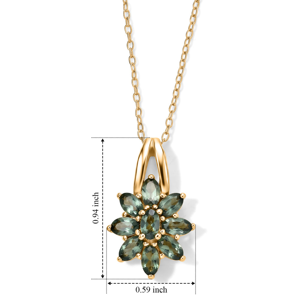 Natural Green Apatite Pendant with Torn Chain 19DC (Size 20) in Yellow Gold Plated Sterling Silver 2.34 Ct._4502486_4