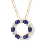EverTrue - Lapis Lazuli & White Topaz Pendant with Chain (Size 20) in Yellow Gold Tone 7.90 Ct._4502645