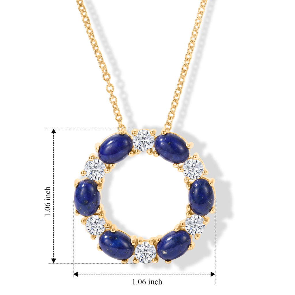 EverTrue - Lapis Lazuli & White Topaz Pendant with Chain (Size 20) in Yellow Gold Tone 7.90 Ct._4502645_4