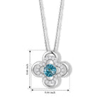 D'Joy - AAA RatanakirI Blue Zircon & White Zircon Floral Drop Pendant with Chain (Size 20) in Rhodium Overlay Sterling Silver 1.40 Ct._4502738_4