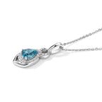 D'Joy - Blue Zircon & White Zircon Infinity Drop Pendant with Chain (Size 20) in Rhodium Overlay Sterling Silver 1.37 Ct._4502760_3