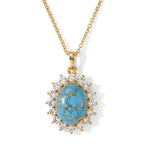 Blue Turquoise,  White Topaz Pendant with Chain (Size 20) Stainless Steel  0.80ct  10.057  Ct._4502933