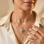 Blue Turquoise,  White Topaz Pendant with Chain (Size 20) Stainless Steel  0.80ct  10.057  Ct._4502933_2