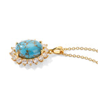 Blue Turquoise,  White Topaz Pendant with Chain (Size 20) Stainless Steel  0.80ct  10.057  Ct._4502933_3