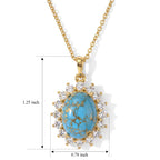 Blue Turquoise,  White Topaz Pendant with Chain (Size 20) Stainless Steel  0.80ct  10.057  Ct._4502933_4