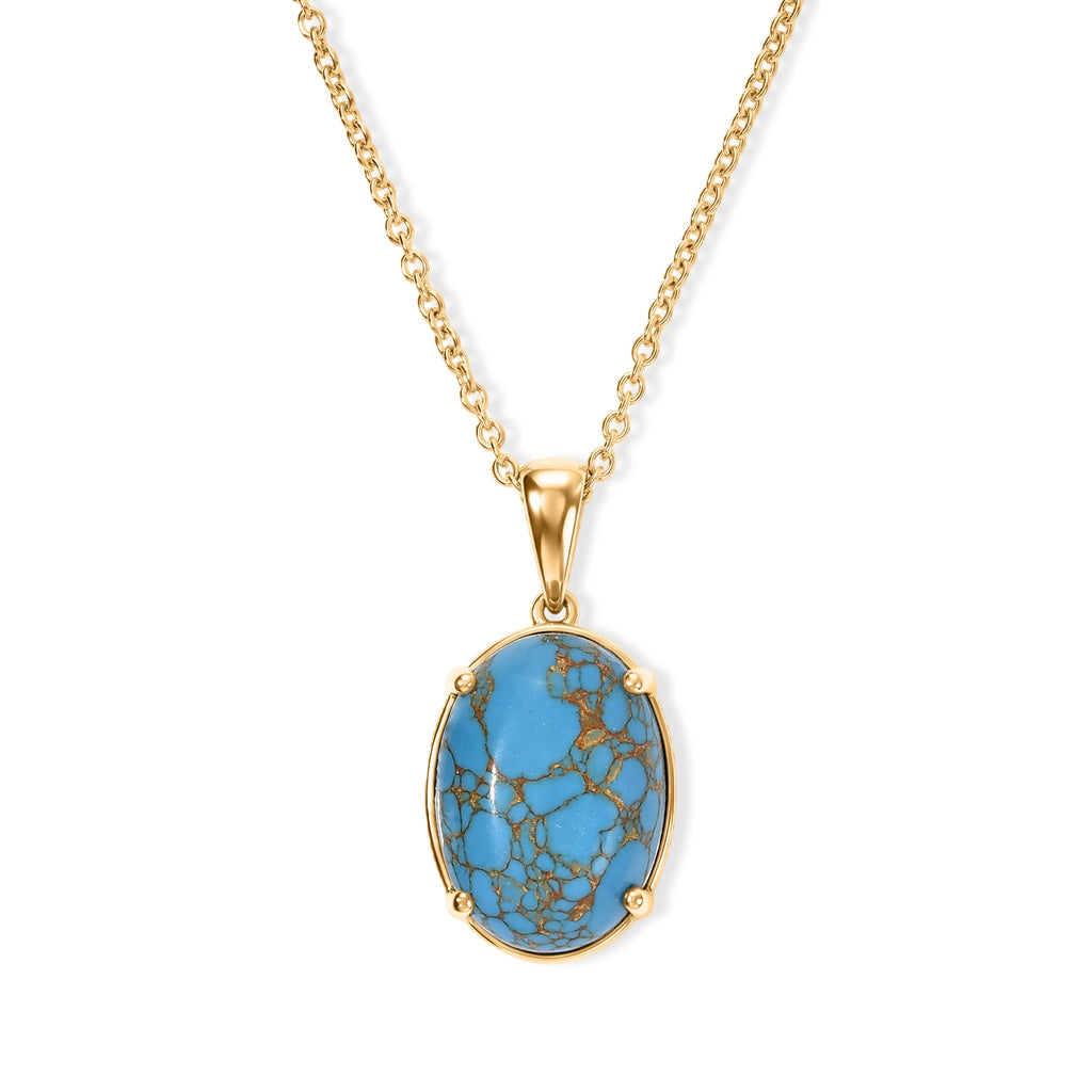Blue Turquoise Pendant with Chain (Size 20) Mix Metal  12.000  Ct._4502939