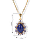 EverTrue - Lapis Lazuli, White Zircon & Lolite Halo Pendant with Chain (Size 20) in Yellow Gold Tone 5.10 Ct._4503018_4