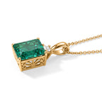 Luxuriant - Lab Grown Columbian Emerald & Lab Grown Diamond (SI/G-H) Pendant with Chain (Size 20) in 18K Vermeil Yellow Gold Plated Sterling Silver 3.95 Ct._4503100_3