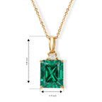 Luxuriant - Lab Grown Columbian Emerald & Lab Grown Diamond (SI/G-H) Pendant with Chain (Size 20) in 18K Vermeil Yellow Gold Plated Sterling Silver 3.95 Ct._4503100_4