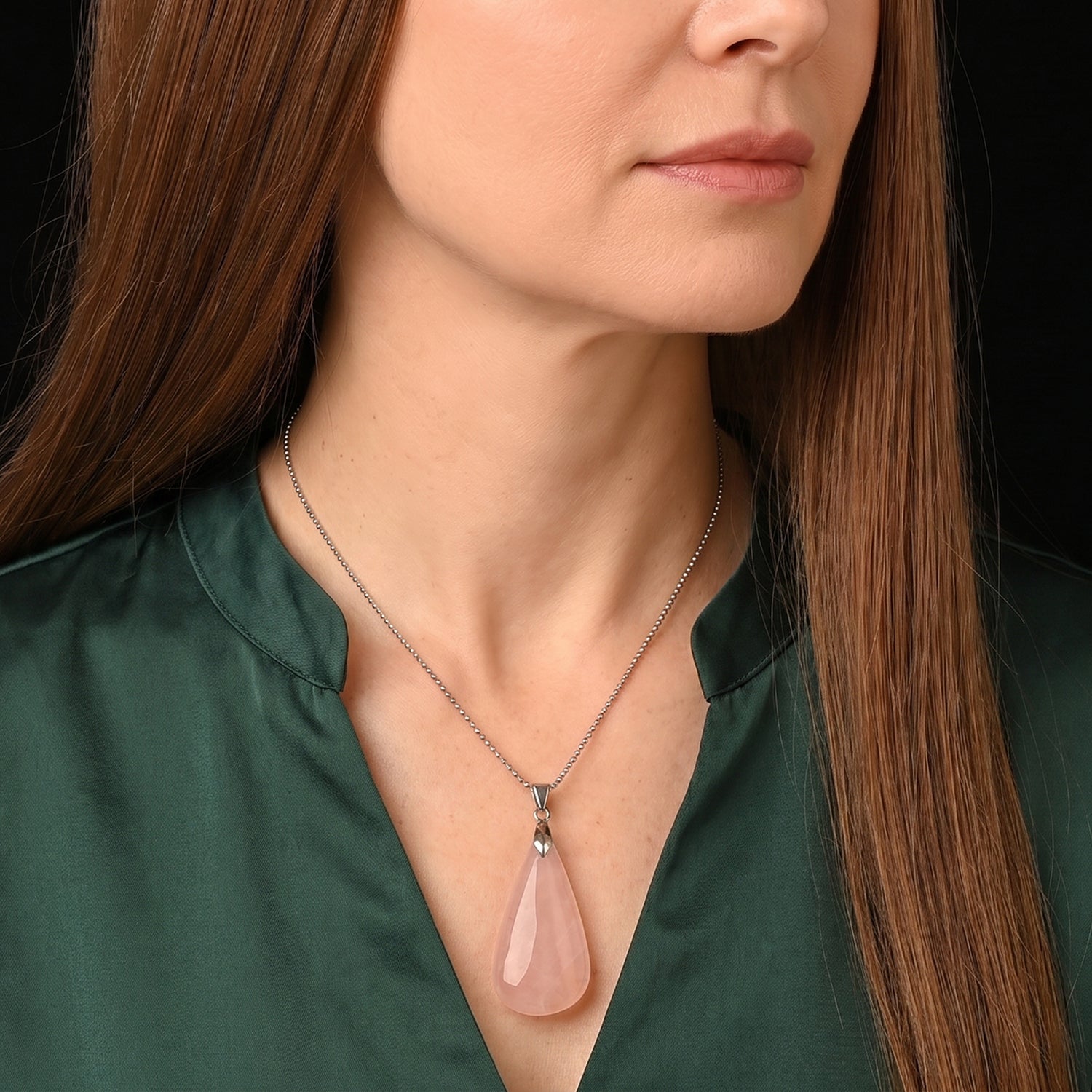 Rose Quartz Drop Pendant with Chain (Size 20) 55.00 Ct. 4503547 1