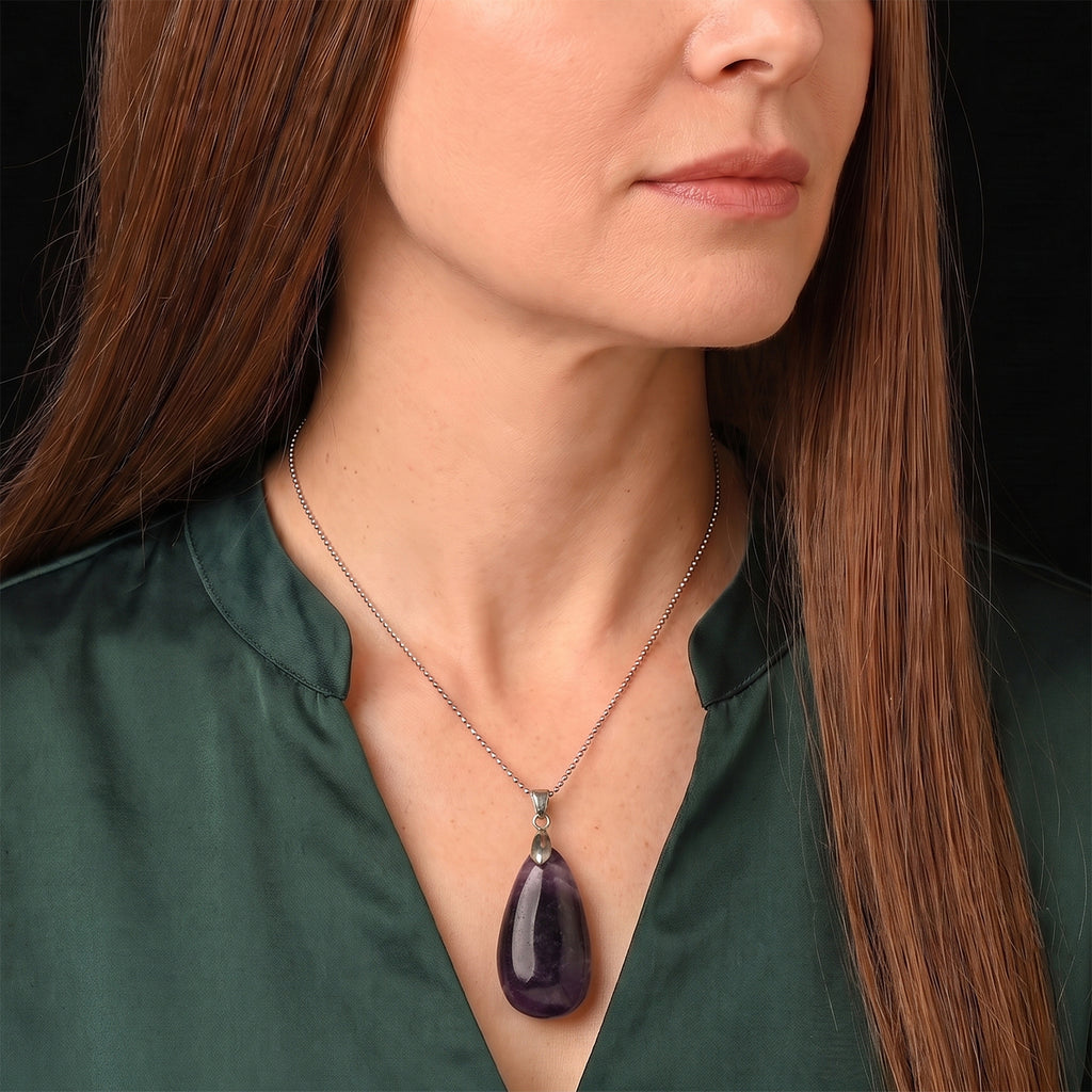 African Amethyst Drop Pendant with Chain (Size 20) 55.00 Ct._4503549_1