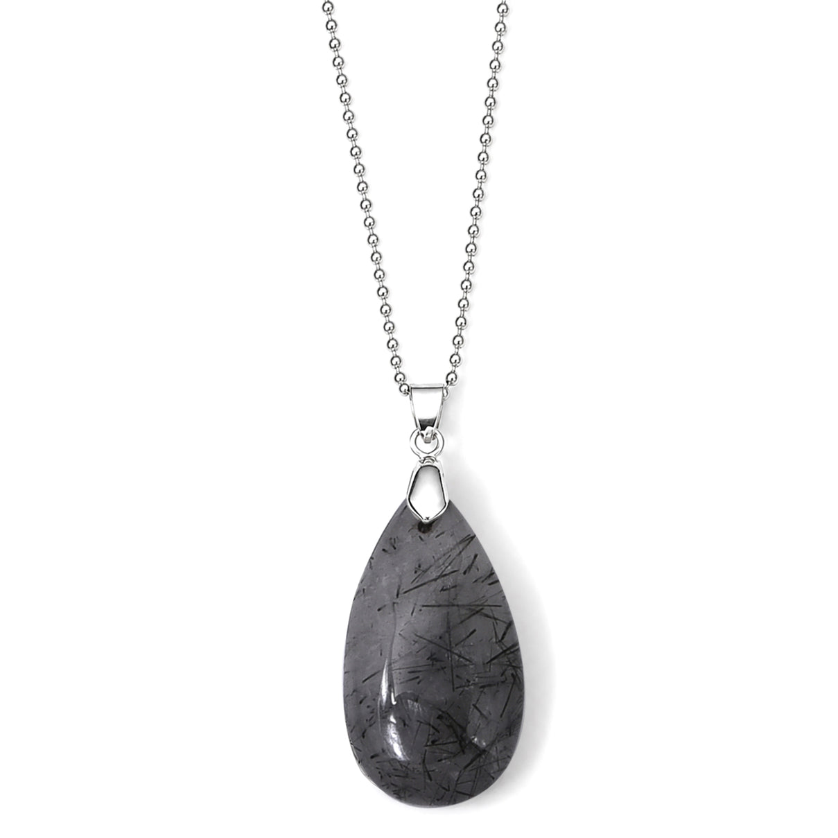 Black Rutilated Quartz Drop Pendant with Chain (Size 20) 55.00 Ct. 4503550 0