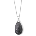 Black Rutilated Quartz Drop Pendant with Chain (Size 20) 55.00 Ct._4503550