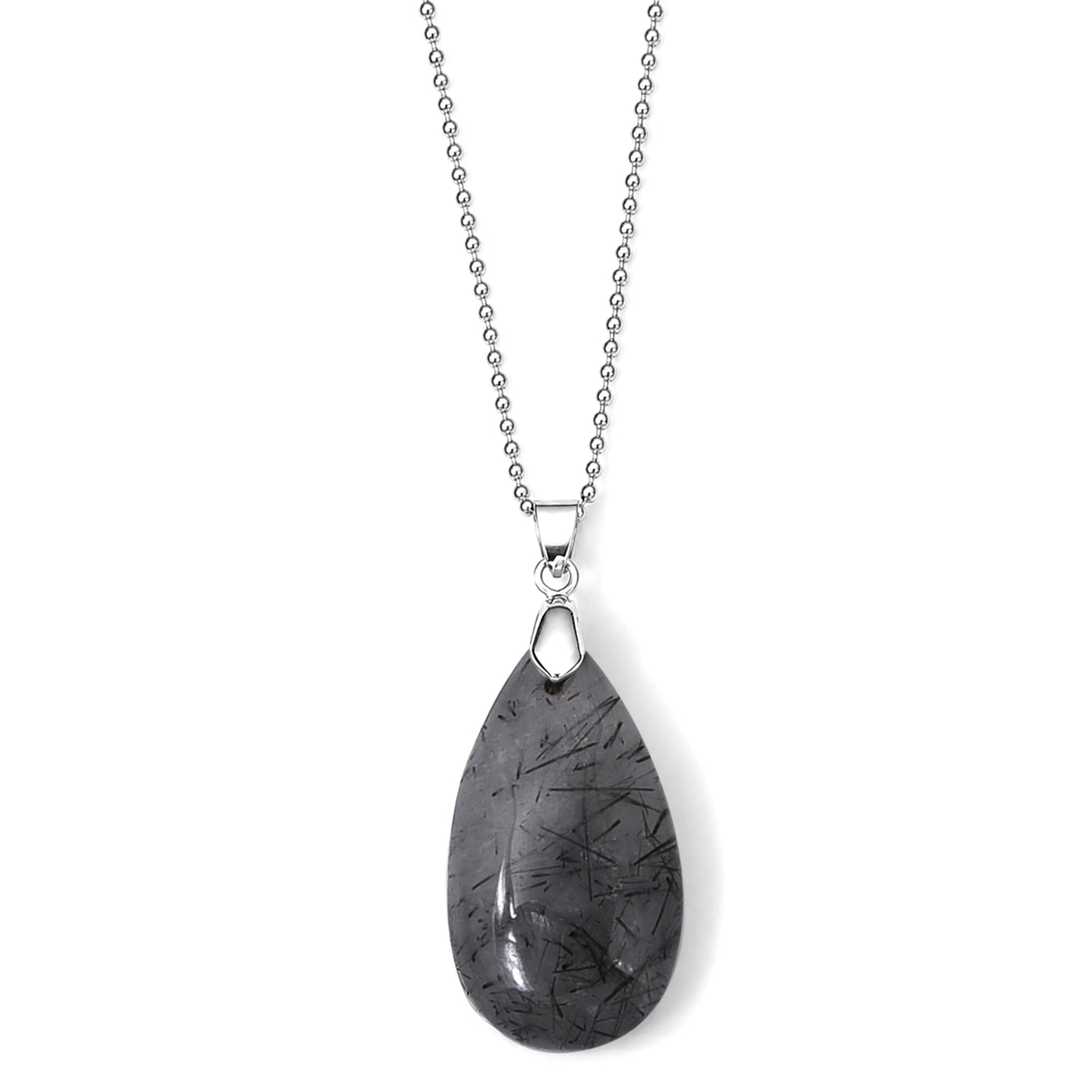 Black Rutilated Quartz Drop Pendant with Chain (Size 20) 55.00 Ct. 4503550 0