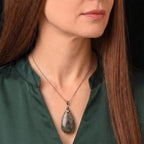 Black Rutilated Quartz Drop Pendant with Chain (Size 20) 55.00 Ct._4503550_1