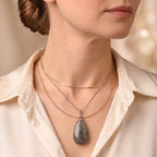 Black Rutilated Quartz Drop Pendant with Chain (Size 20) 55.00 Ct._4503550_2