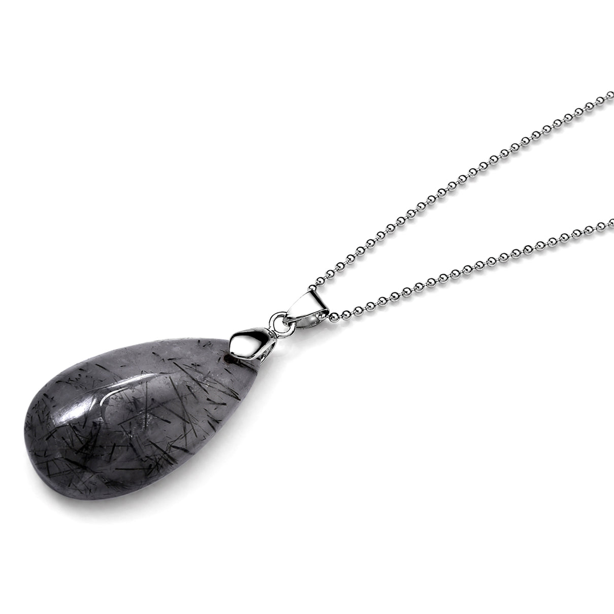 Black Rutilated Quartz Drop Pendant with Chain (Size 20) 55.00 Ct. 4503550 3
