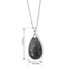 Black Rutilated Quartz Drop Pendant with Chain (Size 20) 55.00 Ct._4503550_4