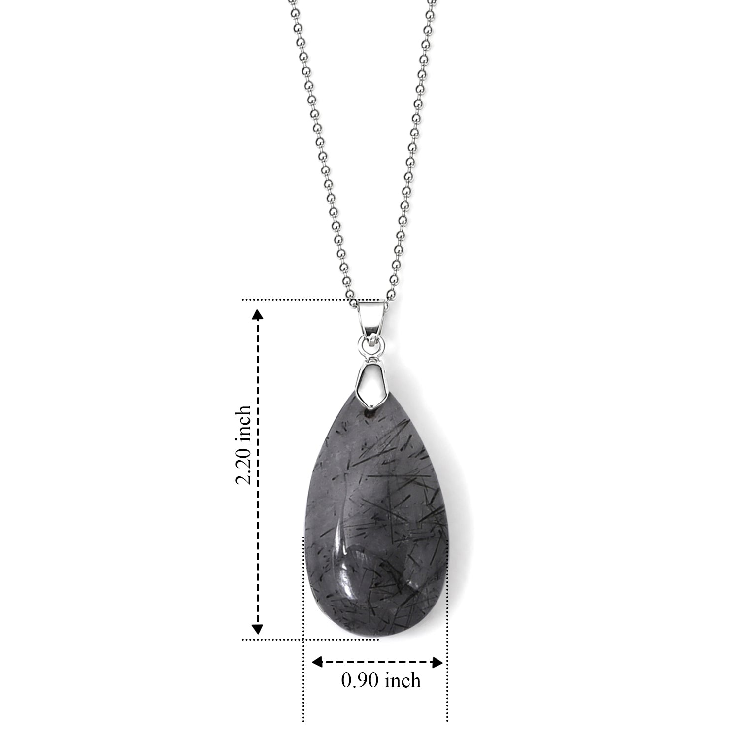 Black Rutilated Quartz Drop Pendant with Chain (Size 20) 55.00 Ct. 4503550 4