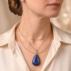 Lapis Lazuli Drop Pendant with Chain (Size 20) 55.00 Ct._4503551_2