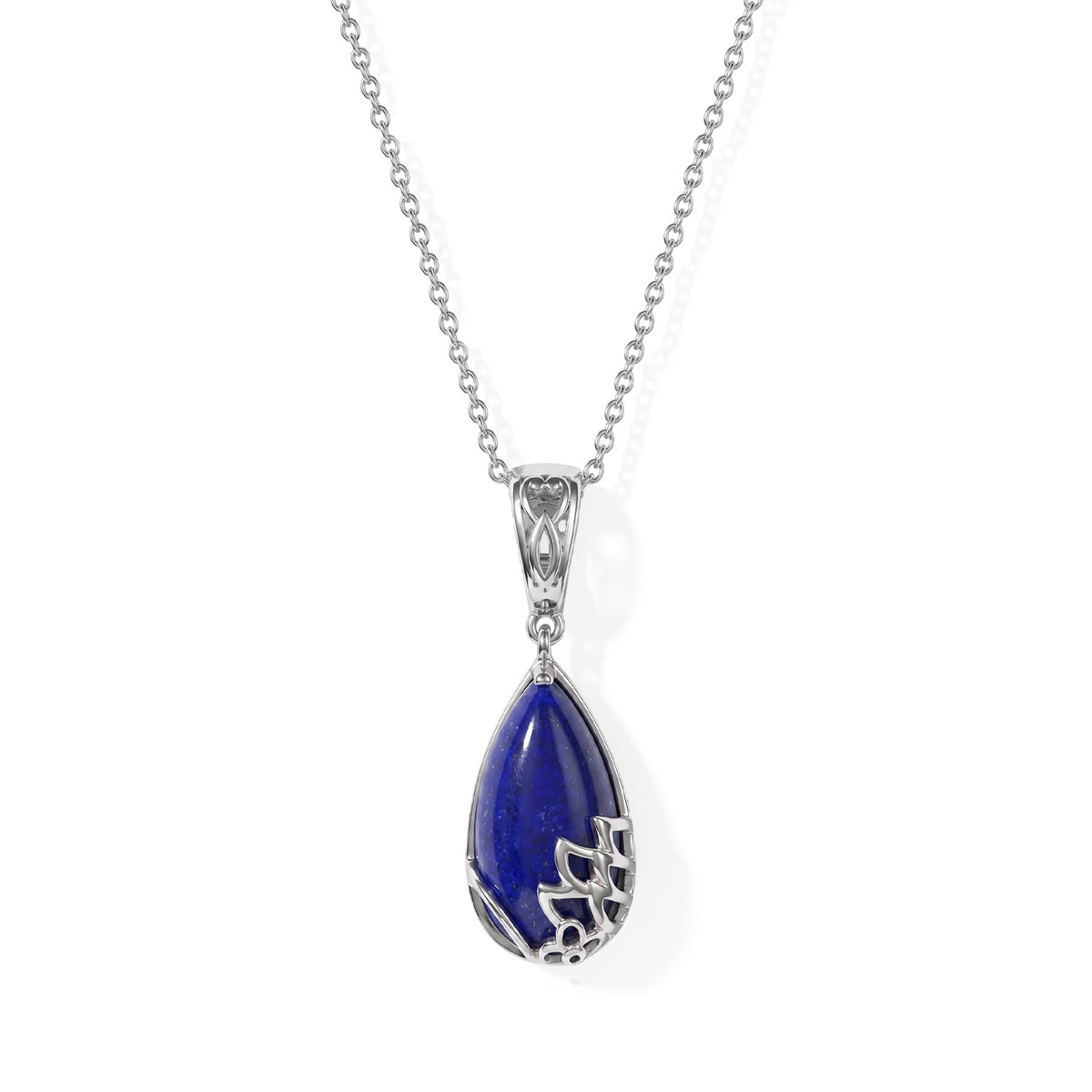 EverTrue - Lapis Lazuli Solitaire Drop Pendant with Chain (Size 20) in Yellow Gold Tone 9.20 Ct. V32579689 0