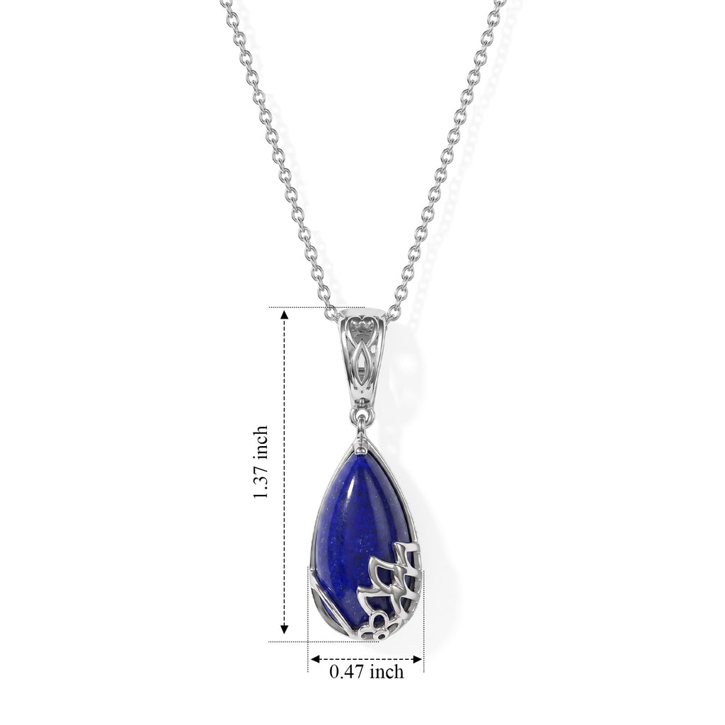 Lapis Lazuli Pendant with Chain (Size 20) Stainless Steel  10.000  Ct._4504158_4