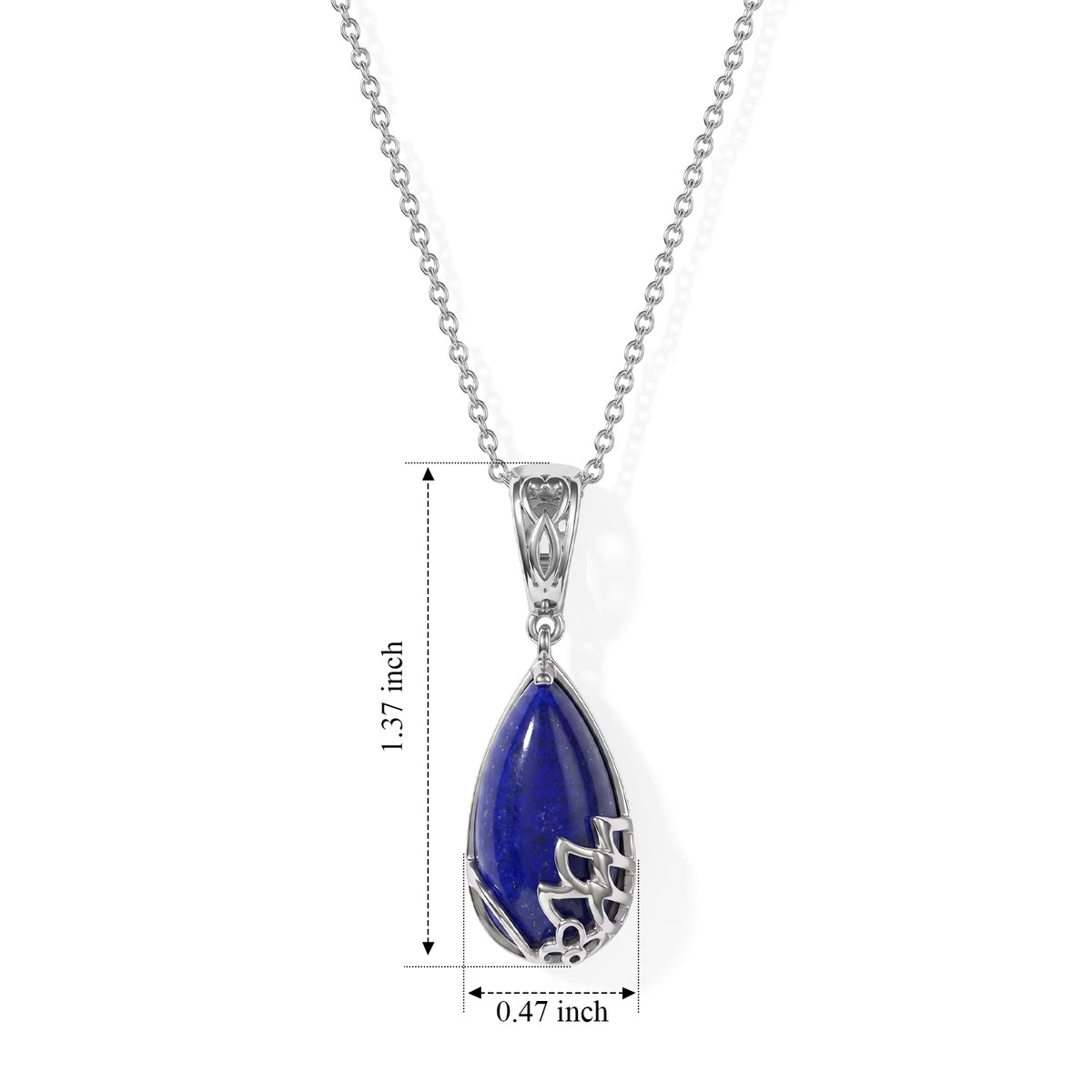EverTrue - Lapis Lazuli Solitaire Drop Pendant with Chain (Size 20) in Yellow Gold Tone 9.20 Ct. V32579689 5