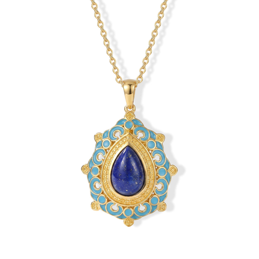 EverTrue - Lapis Lazuli Pendant with Chain (Size 20) in Yellow Gold Tone 4.00 Ct._4504682