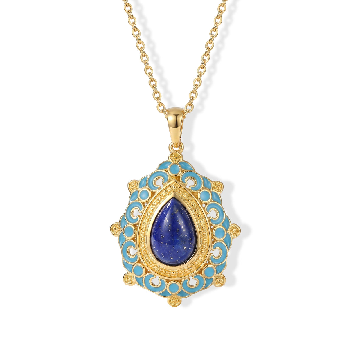 EverTrue - Lapis Lazuli Pendant with Chain (Size 20) in Yellow Gold Tone 4.00 Ct. 4504682 0