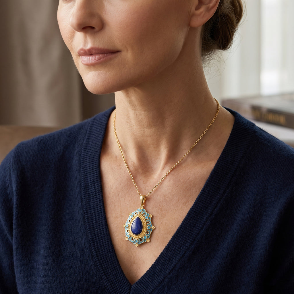 EverTrue - Lapis Lazuli Pendant with Chain (Size 20) in Yellow Gold Tone 4.00 Ct._4504682_1
